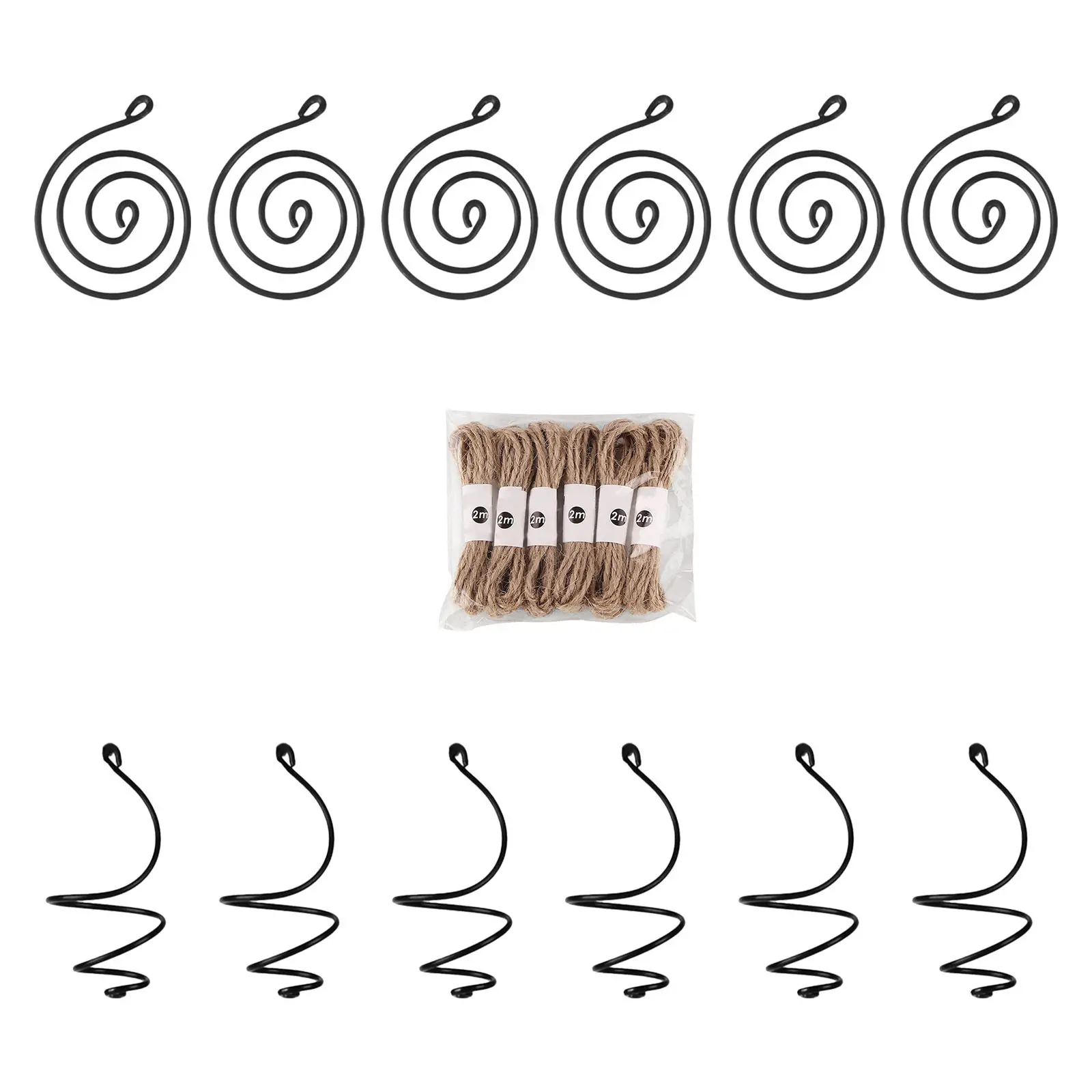 12Set Adjustable Spiral Air Plant Holder Metal Soilless Tillandsia Display Container Home Office Hanging Decor