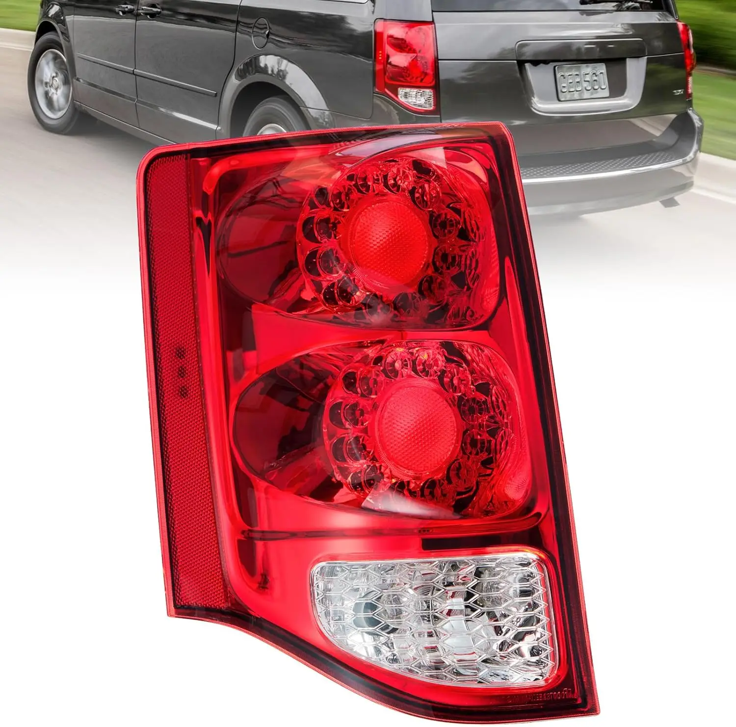 Left Side Tail Light Compatible With 2011-2020 Dodge Grand Caravan LED Rear Light - Bulb Included (Left Driver Side)