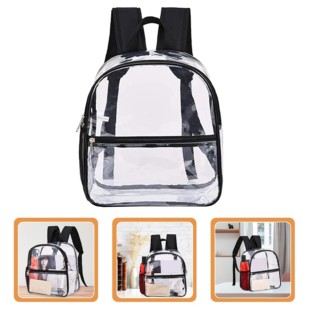 Compact Clear PVC Backpack Lightweight Transparent Sports Bag for Stadium Events Concerts Walking Shopping Daily Carry Portable