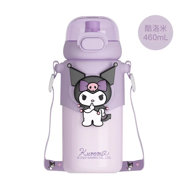 Copo isolado original SANRIO Doraemon para crianças estudantes, com canudo e grande capacidade, alça de ombro portátil copo reto
