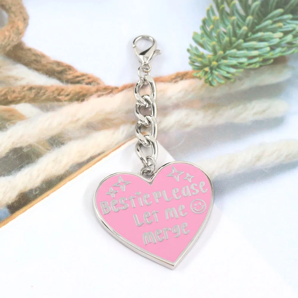 Lustiger Bestie „Bitte lass mich zusammenflossen“ Schlüsselanhänger, Niedlicher Rosa Herz-Schlüsselring, Humorvolles Geschenk für Autofahrerinnen, Kreativer Anhänger für Autoschlüssel und Rucksack – Detail 5