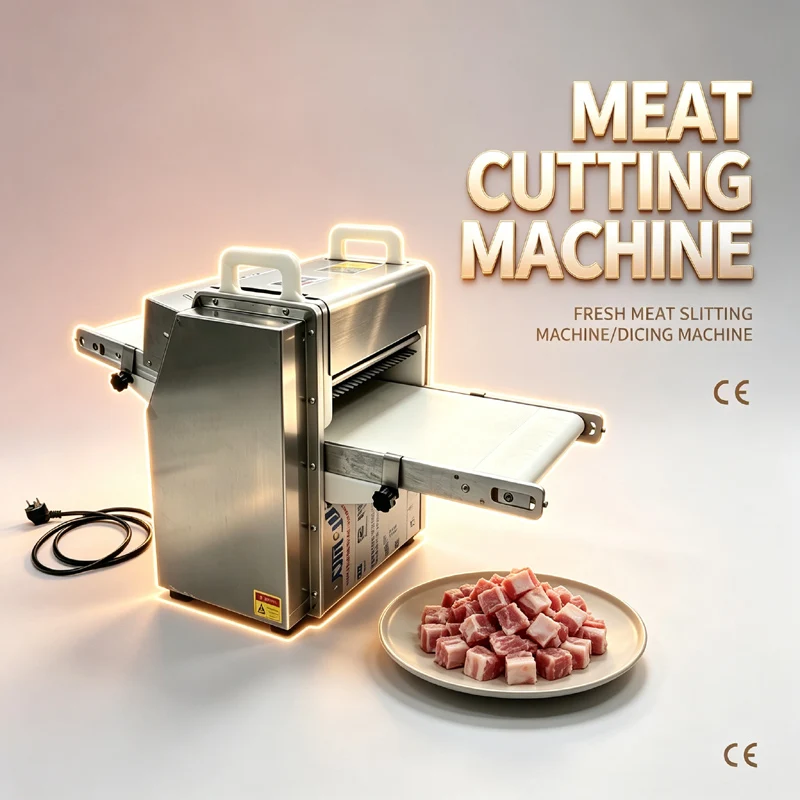 Electric Commercial Fresh Meat Dicing Machine For Beef Chicken Fish Cubes Canteen Restaurant Supermarket Meat Slicer Strip Machi