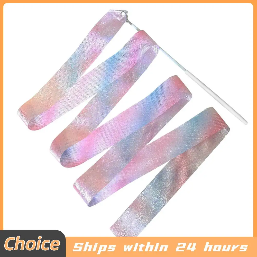 2/4M Flashing Dance Ribbon with Wand Rhythmic Gymnastics Ribbon Multifunction Sparkling Dance Ribbon Aesthetic for Kids Girls