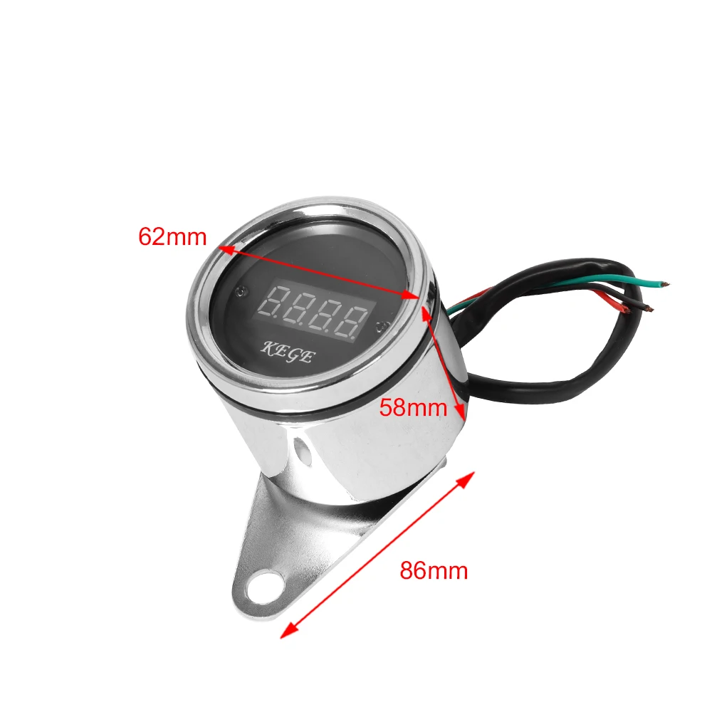 Pack of 1 Chrome Universal 12V LED Motorcycle Oil Gauge Digital Tachometer Speedometer Gauges for Harley Honda Yamaha