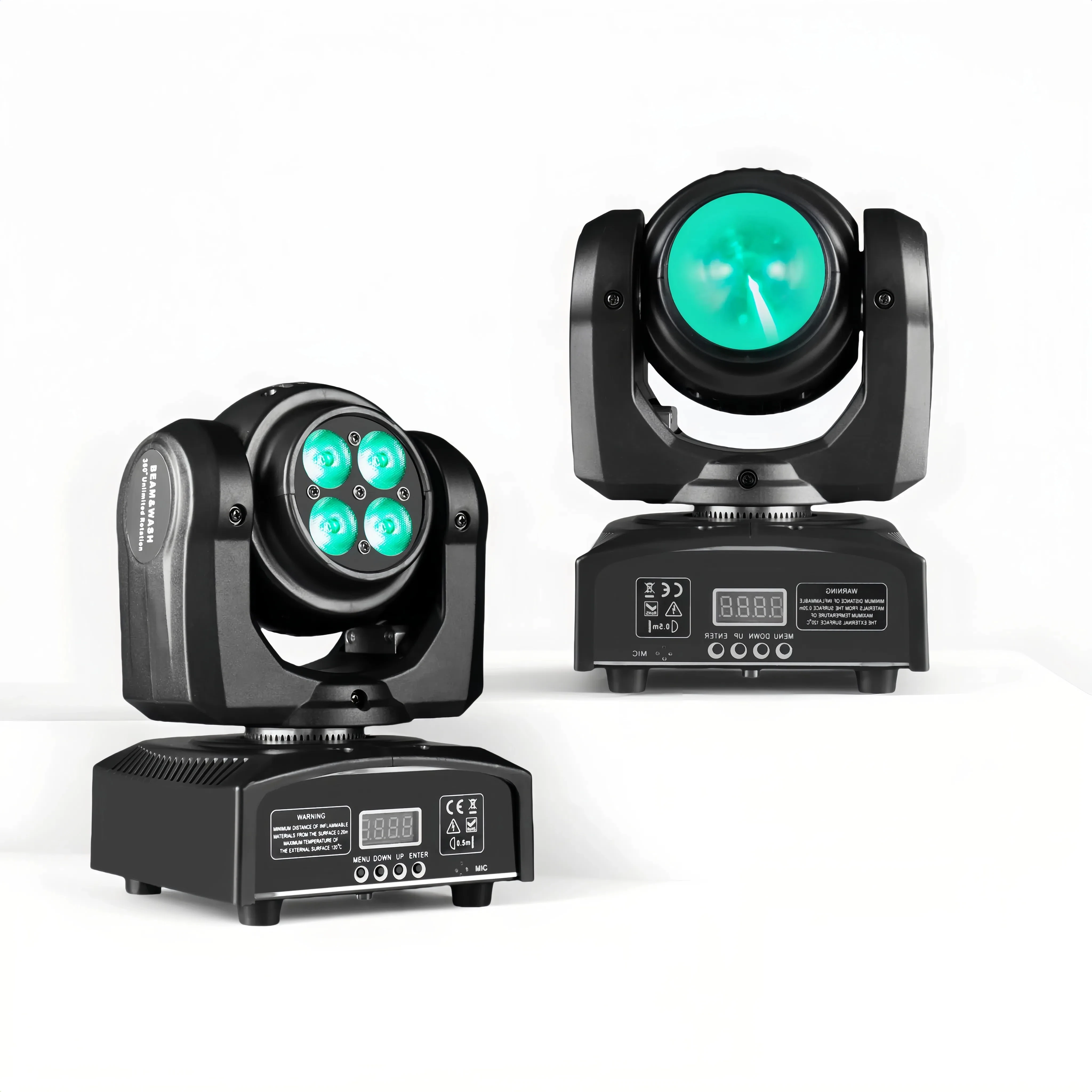 Double-Sided Wash Beam Mini LED DJ LED 360° Infinite Rotating Mobile Head 4x12W RGBW 4in1 Wash Light Disco Stage Light