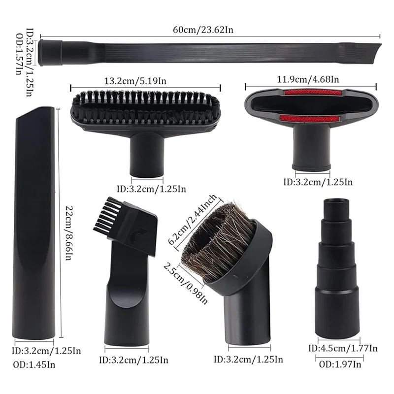 1 1/4 Polegada acessórios e acessórios de vácuo, limpeza doméstica escova de vácuo bocal de fixação ferramenta de fenda flexível