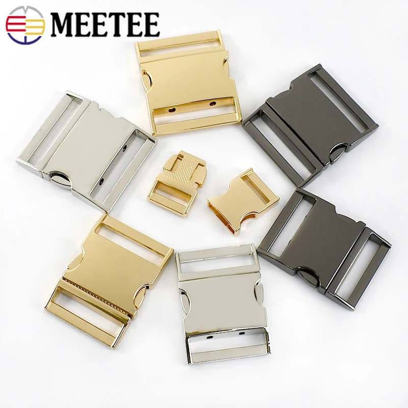 2Pcs Meetee 16/21/26/32/38mm Metal Side Release Buckles Belt Hooks Bag Strap Webbing Adjust Clasp DIY Hardware Accessories