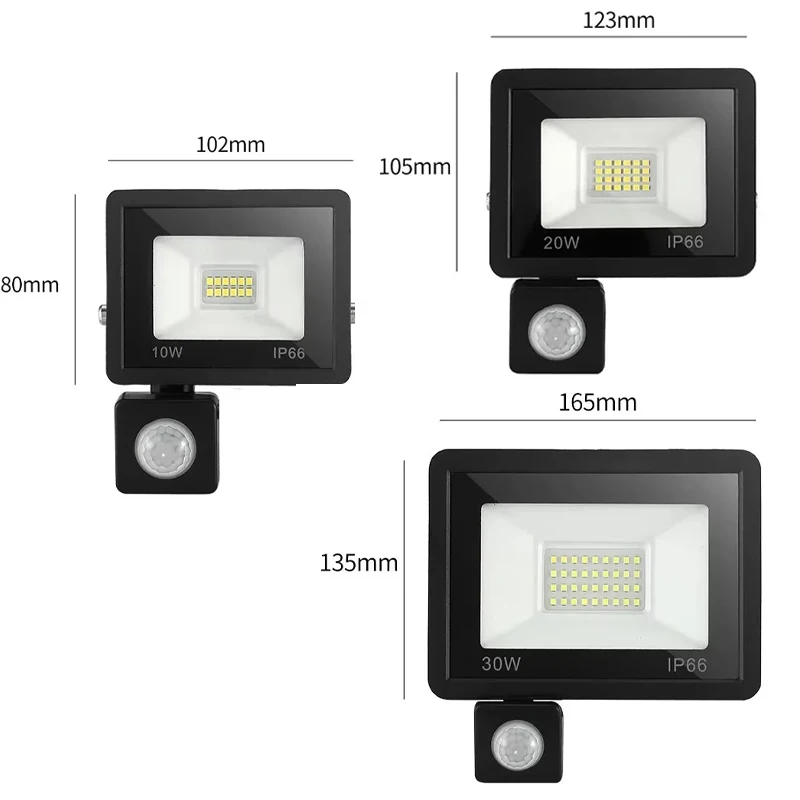 Flood Light LED Wall Lamp PIR Motion Sensor IP66 Waterproof Spotlights 10W 20W 30W Street Lighting Outdoor Garden Floodlight