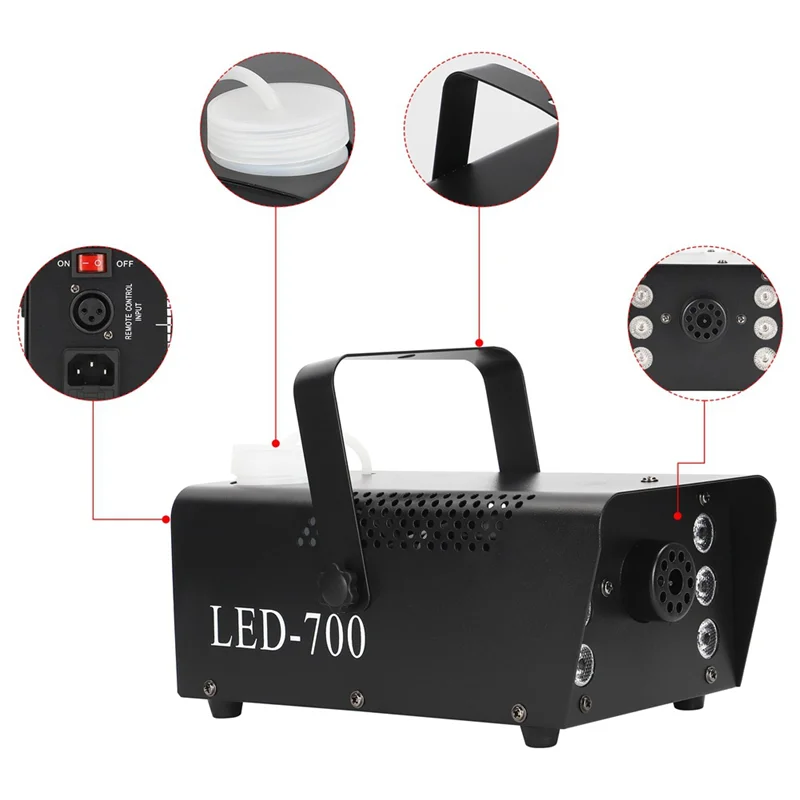 700W Remote Control Fog Machine & 6Pcs LED RGB light Fog Machine Stage Show Led Smoke Machine Disco DJ Party Club Bar Event Show