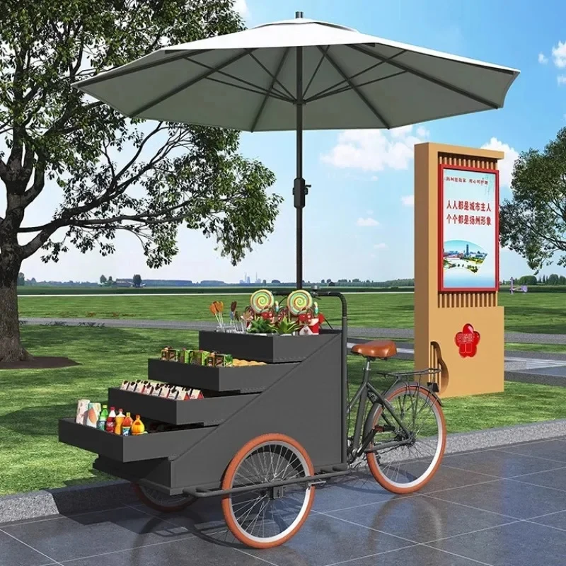 A newThree-wheeled stall promotion rack dining car mobile snack float booth drink ice powder car