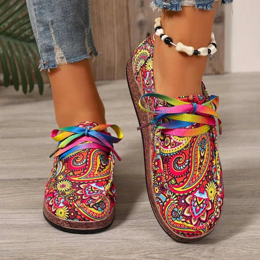 2026 Bestseller Neue Modische Damen-Sneaker mit Schnürung, Bedruckte Damen-Flats, Outdoor-Freizeitschuhe für Damen, Zapatos De Mujer – Detail 20