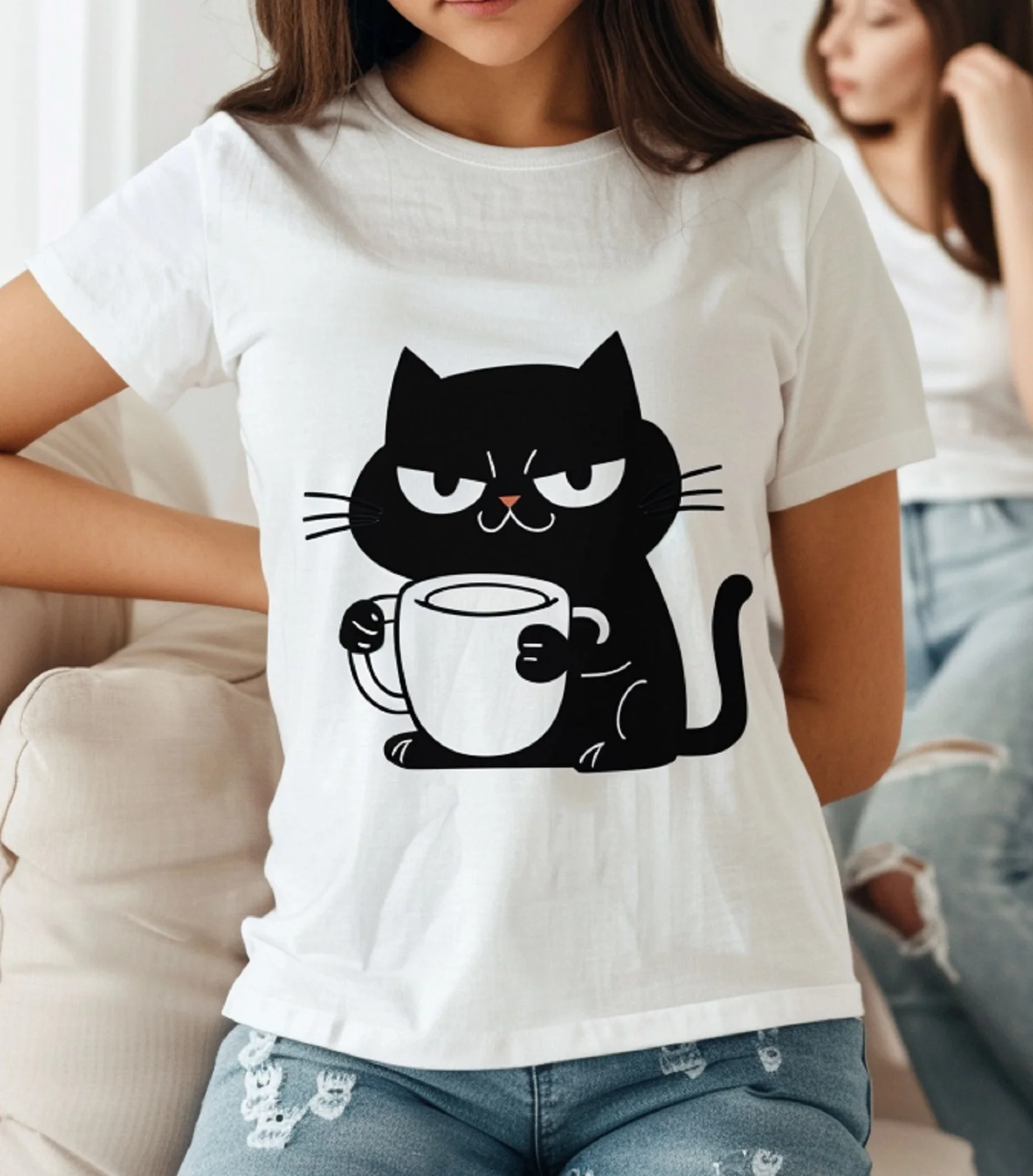 Funny Gift Feline Attitude Tee: Embrace Your Inner Kitty Cat Graphic Personalized Custom Printed Women Summer T Shirts Camisetas