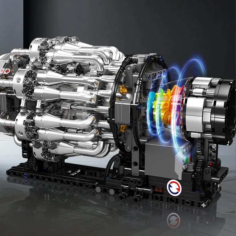 Molde rei 10216 brinquedos de motor de carro técnico o motor turbojet motorizado bloco de construção conjunto de motor crianças presente natal