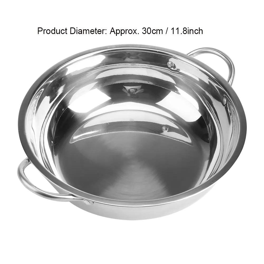 

30CM Stainless Steel Hot Pot Induction Cooker Home Kitchen Cookware Soup Cooking Pots For Gas Furnace Electric Furnace