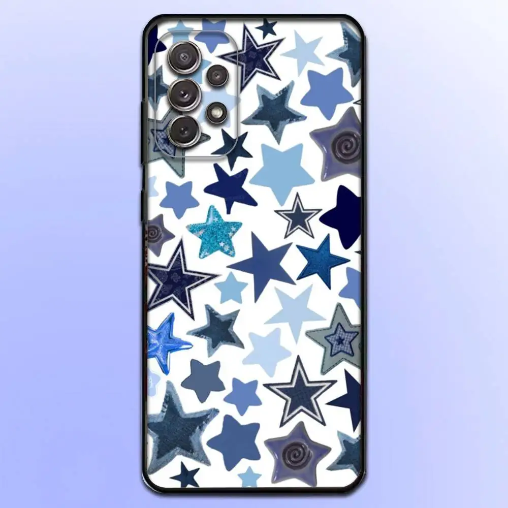 Capa de telefone estrela colorida para samsung s25, s24, s21, s22, s23, s30, ultra, s20, plus, fe, lite, note, 10,9,5g capa preta