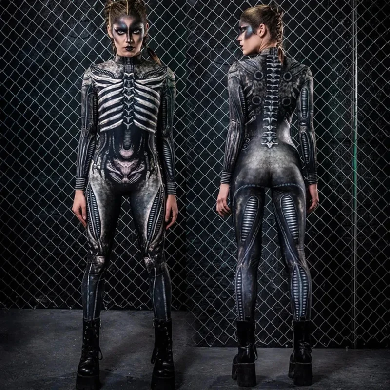 

Cosplay Anime Horror Cosplay Skeleton Jumpsuit Halloween Costumes Slim Humen Body Women Zentai Skull Ghost Tight Suit Carni 72th