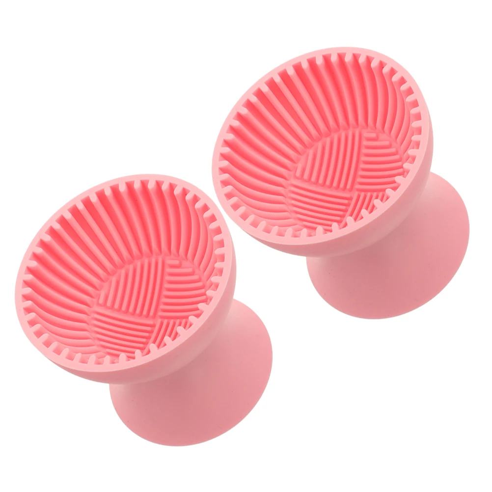 2pcs แต่งหน้าทําความสะอาด Pad ซิลิโคนแปรงทําความสะอาดซักผ้าชามเครื่องมือความงามแบบพกพาถ้วย Scrubber สําหรับเดินทาง