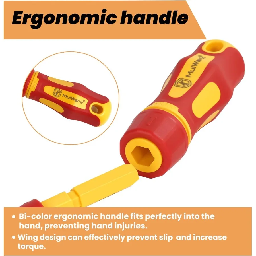 13-częściowy zestaw wysokiej jakości śrubokrętów izolowanych CRV z ochroną 1000V, zawiera końcówki Phillips, płaskie, Pozidriv i Torx do wysokich napięć.