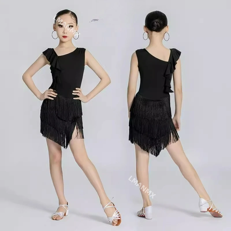 Vestido de competición de baile latino para niños: nuevo vestido estándar internacional para competición profesional para niñas