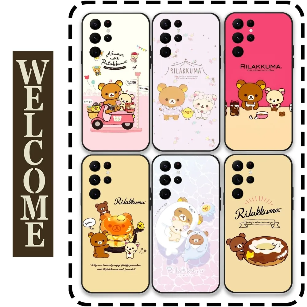 Cartoon Cute R-Rilakkumas Phone Case for Samsung Galaxy S24 Ultra S22 S23 Ultra S21 S20 5G Protective Silicone TPU Funda