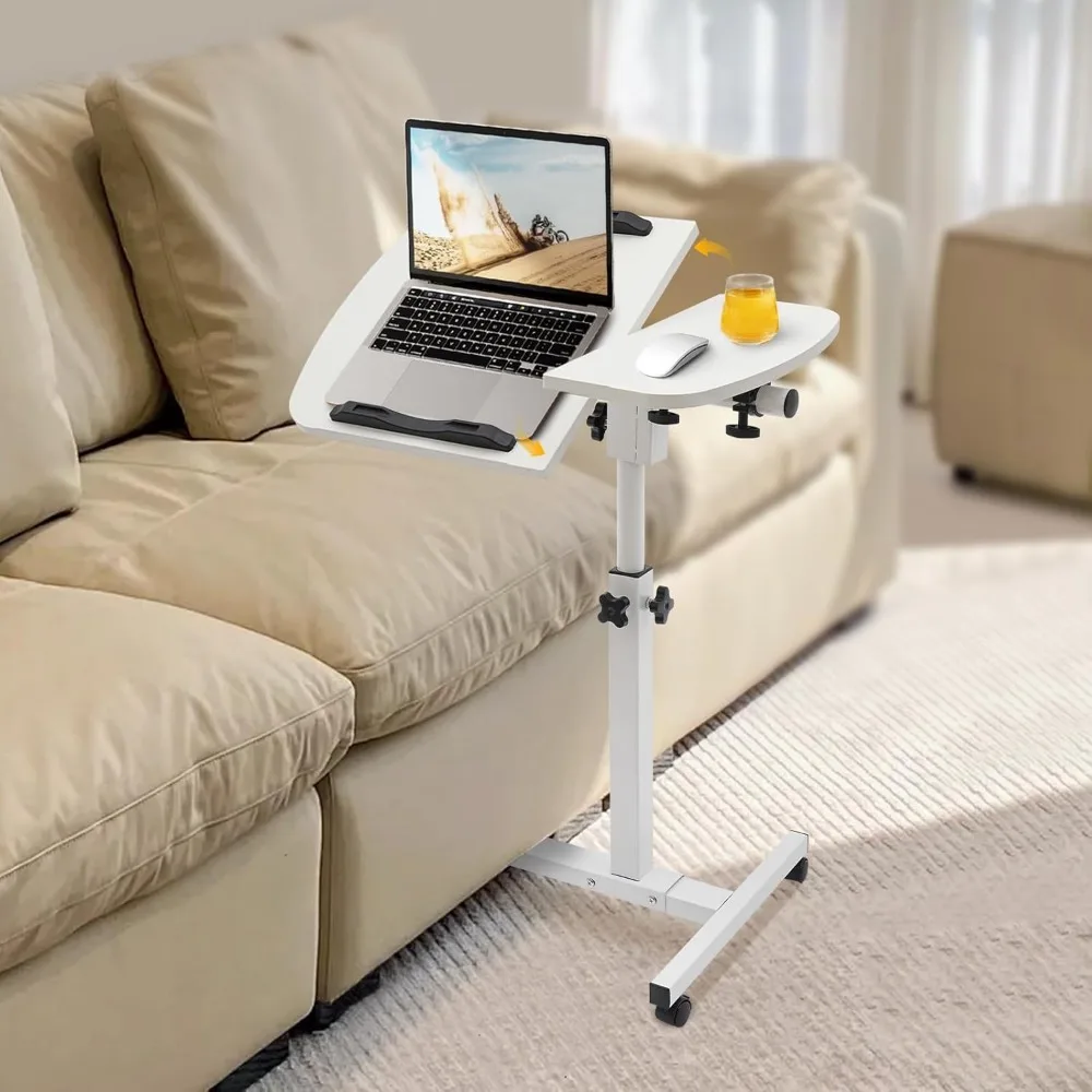Adjustable Rolling Laptop Table Small Standing Desk Adjustable Height with Wheels Mobile Laptop Stand Portable Stand Up Desk