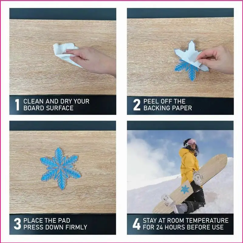 Bantalan Stomp papan salju, alas Stomp bentuk kepingan salju Anti selip desain 3D naik, bantalan Stomp Snowboard untuk kontrol Gripboard Optimal