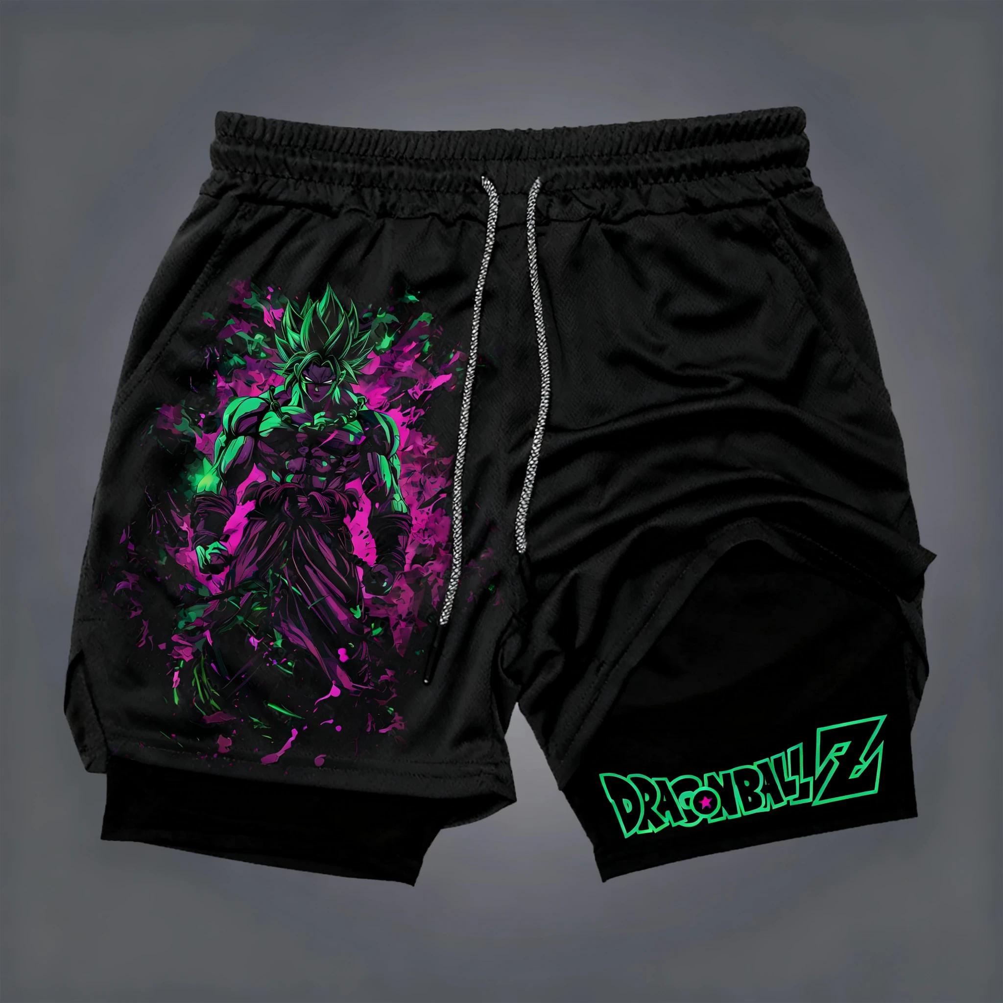 Dragon Ball Anime Joint Sports Doppelschicht-Shorts Herren Sommer Neue Fitness Schwimmen Schweißabsorbierende, schnell trocknende 2-in-1-Shorts