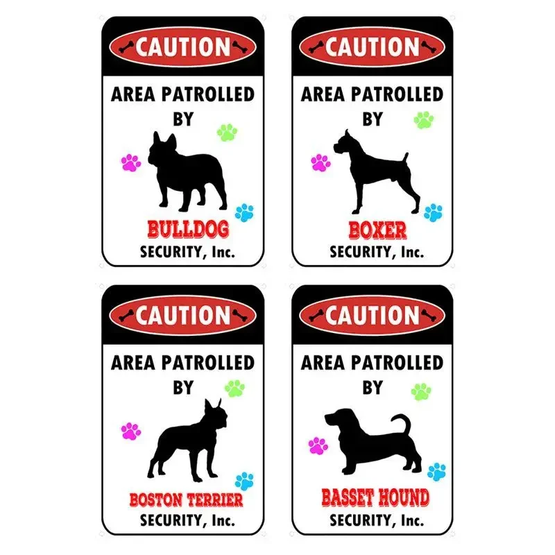 

Metal Signs Caution Area Patrolled By Basset Hound Dog Tin Sign for Indoor Outdoor Yard Room Wall Art Decor Posters