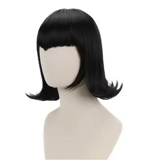 Wig rambut pendek hitam keriting, Wig Cosplay Mavis wanita anak perempuan Wig rambut Anime vampir sintetis untuk kostum pesta Halloween