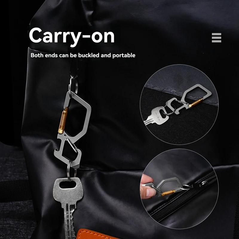 Portachiavi portatile in titanio con apribottiglie Strumento EDC con moschettone a sgancio rapido per esterni