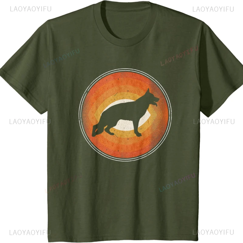 Dog Breed German Shepherd Retro Style T-Shirt Graphic T Shirts  Clothing Oversized T Shirt Goth Y2k Top Outdoors Tee Tops unisex