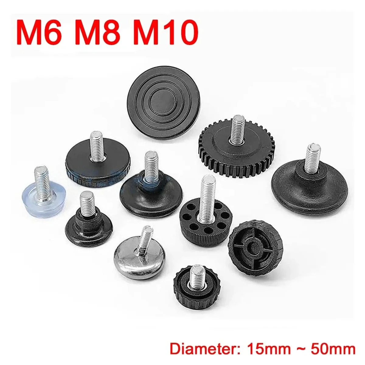 

4-20Pcs Height Adjustable Leveling Chair Leg Feet M6 M8 M10 Furniture Mat Screw-in Base Sofa Bed Cabinet Table Floor Protector