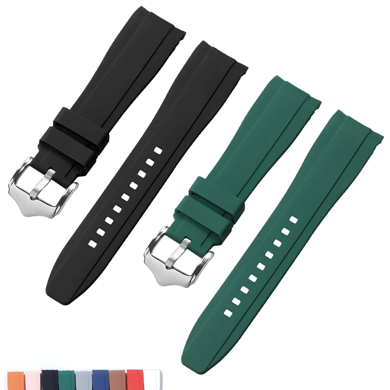 Silikonarmband mit gebogenem Ende für Swatch für Omega, Edelstahl-Schnalle, 20 mm, 22 mm, für Herren und Damen, weich, wasserdicht, Ersatz-Uhrenarmband