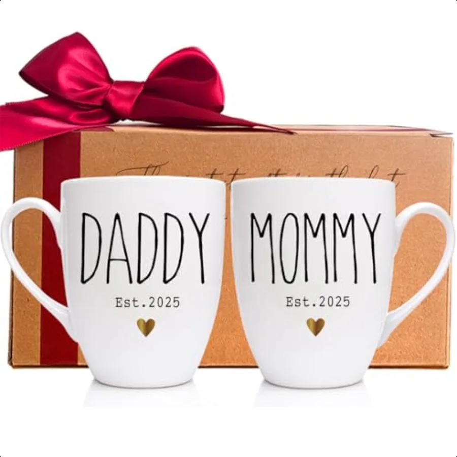 

New Mommy and Daddy Mugs 2025 Pregnancy Announcement Prospective Parents Mugs Gift Set of 2