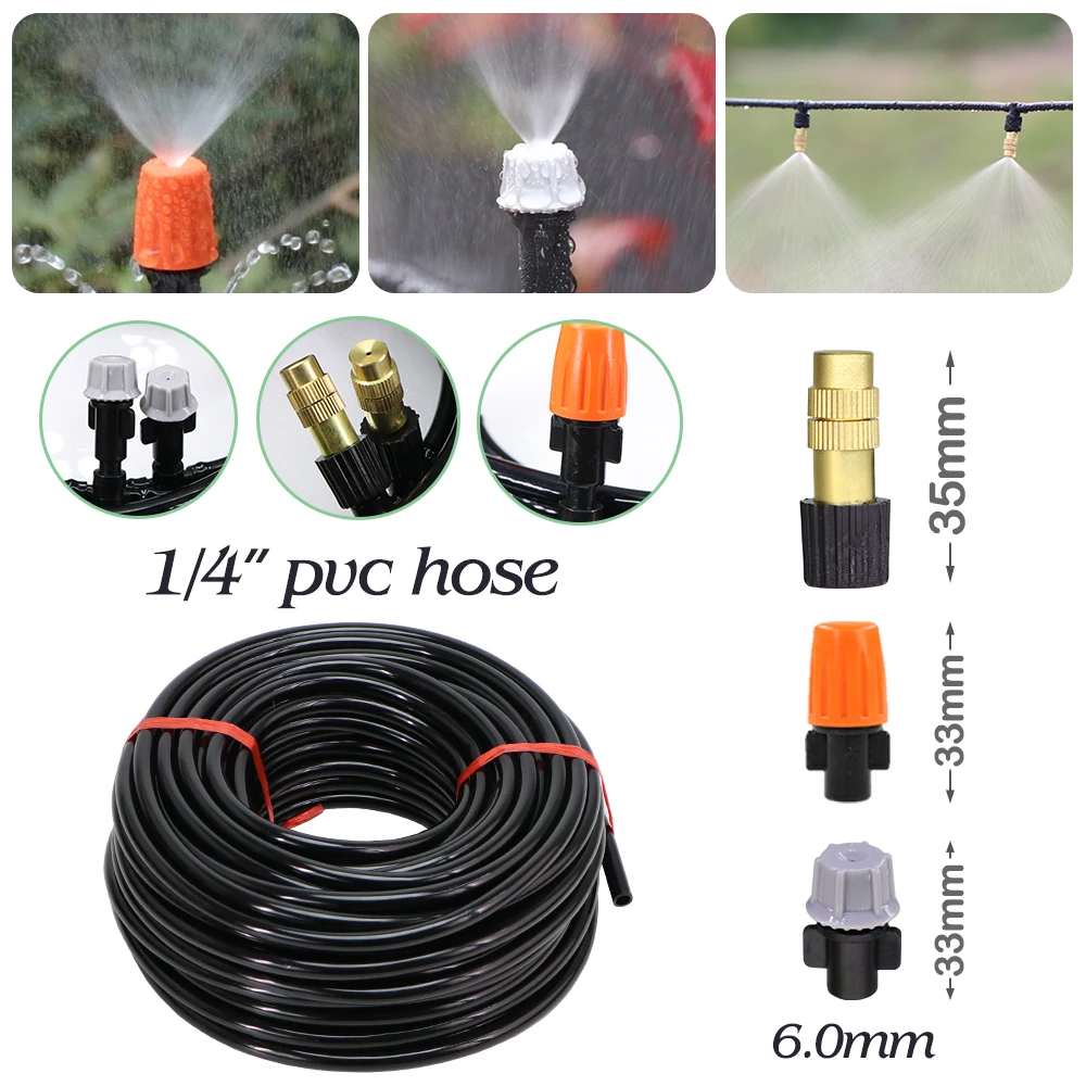 30-50M Automatic Garden Watering System Micro Drip Irrigation Sprayer Adjustable Nozzles Greenhouse Misting Cooling Sprinkler