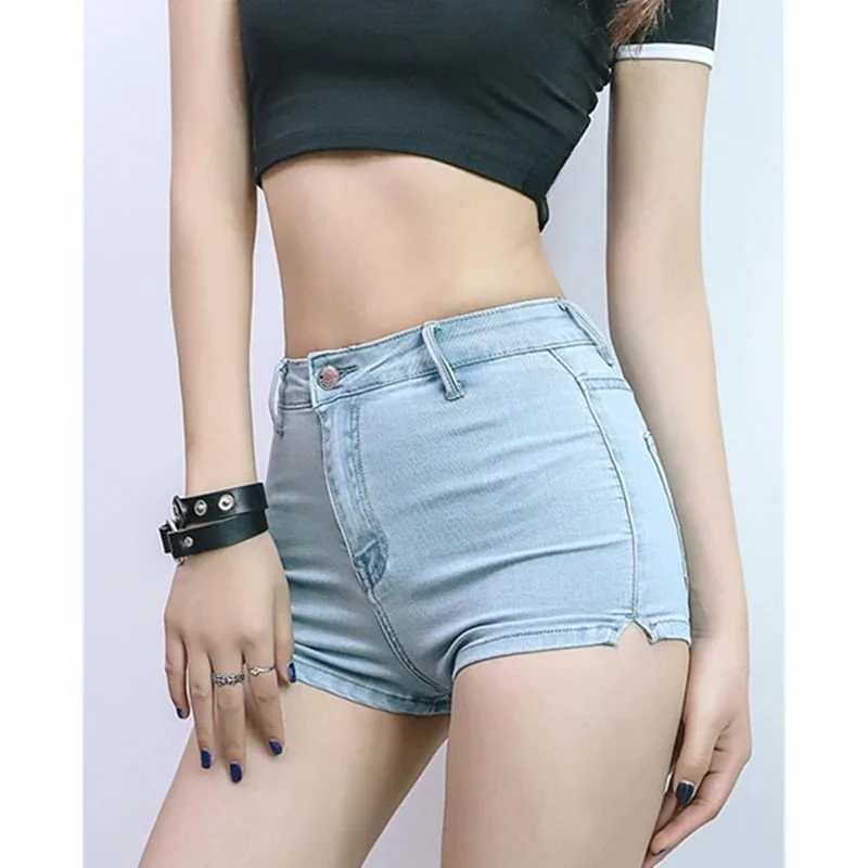 Summer Sexy Peach Butt Denim Super ort Pants Women's Tight Fitting Retro Hot Pants High Waist Thin Model for Women
