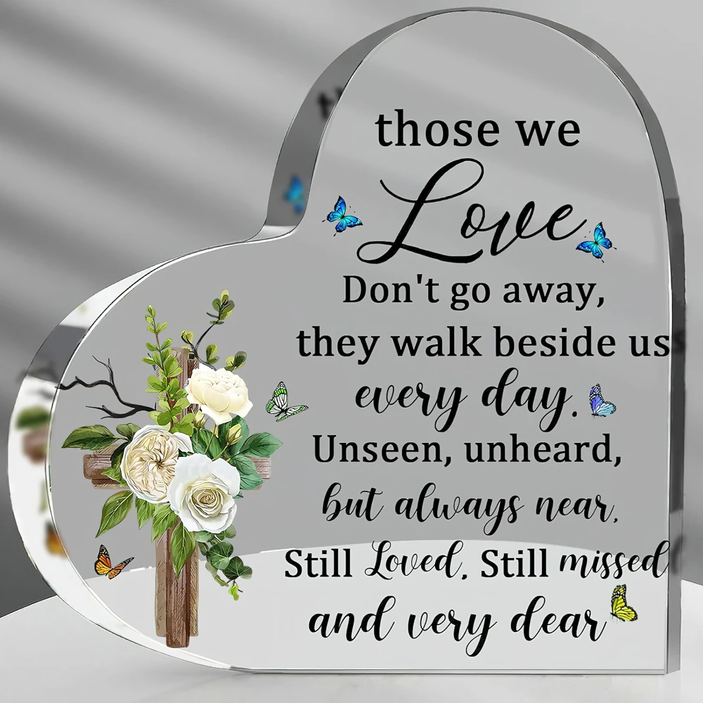 Bereavement Gift Acrylic Heart Sympathy Memorial Gift for Loss of Loved One Condolence Remembrance Keepsake Table Decor for Mom