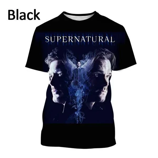 Letnia koszulka z nadrukiem 3D Supernatural Nowa moda Casual Top Tees Street Harajuku T-shirt