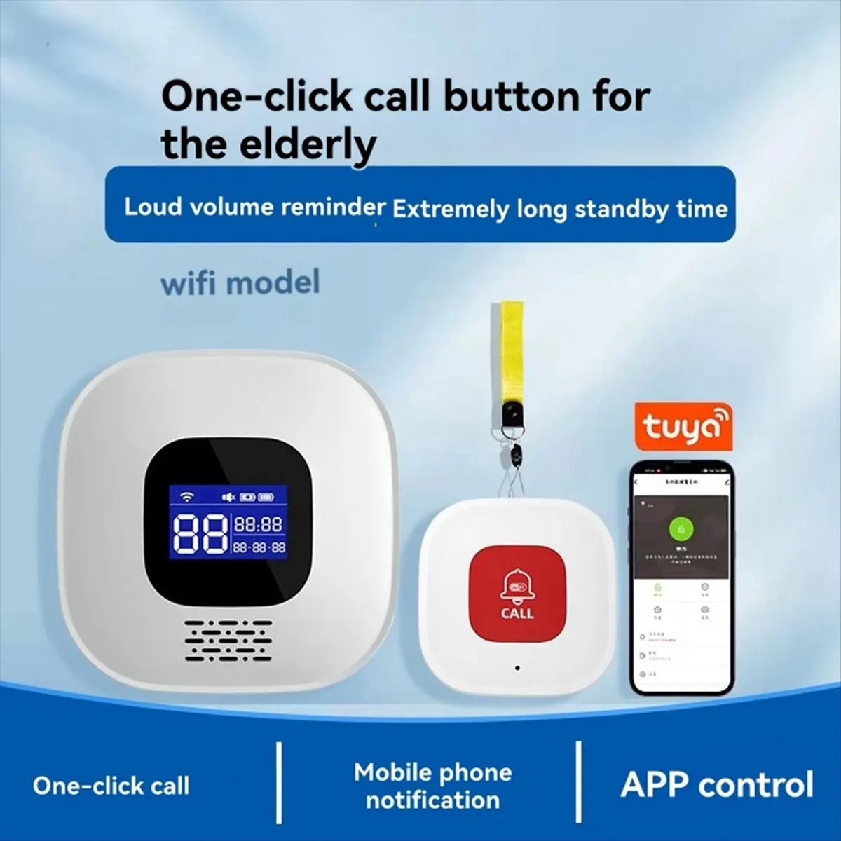 

Tuya Smart WiFi SOS Call Button for Elderly SOS Call Button Emergency SOS Alert System for Seniors Patients Elderly Home