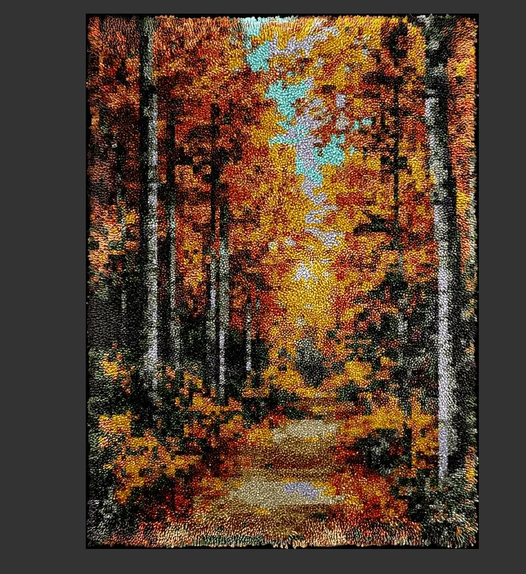 Latch hook rug kits with Pre-Printed Pattern Cross stitch embroidery kit Footprint Carpet with your needlework  Scenery Forest
