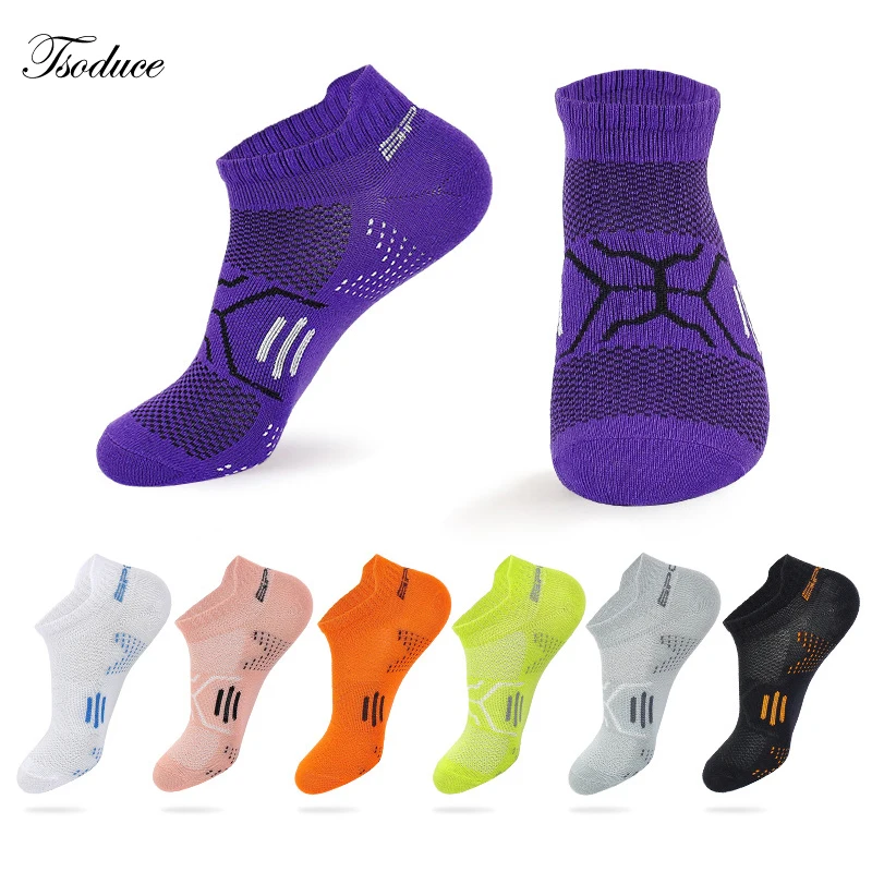 Summer Women Sports Socks Thin Breathable Mesh Strip Low Cut Non-slip Shock-absorbing Athletic Running Cottom Boat Socks