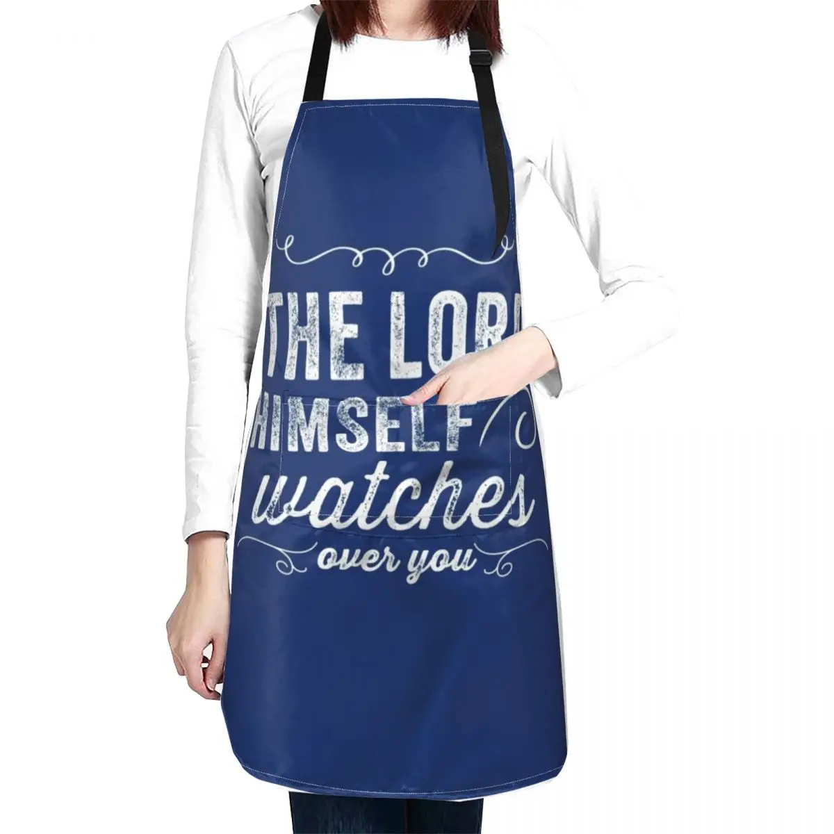 The Lord Himself Watches Over You - White Text Apron Kitchen Tools Accessories Kitchens Woman Barber Children'S Apron