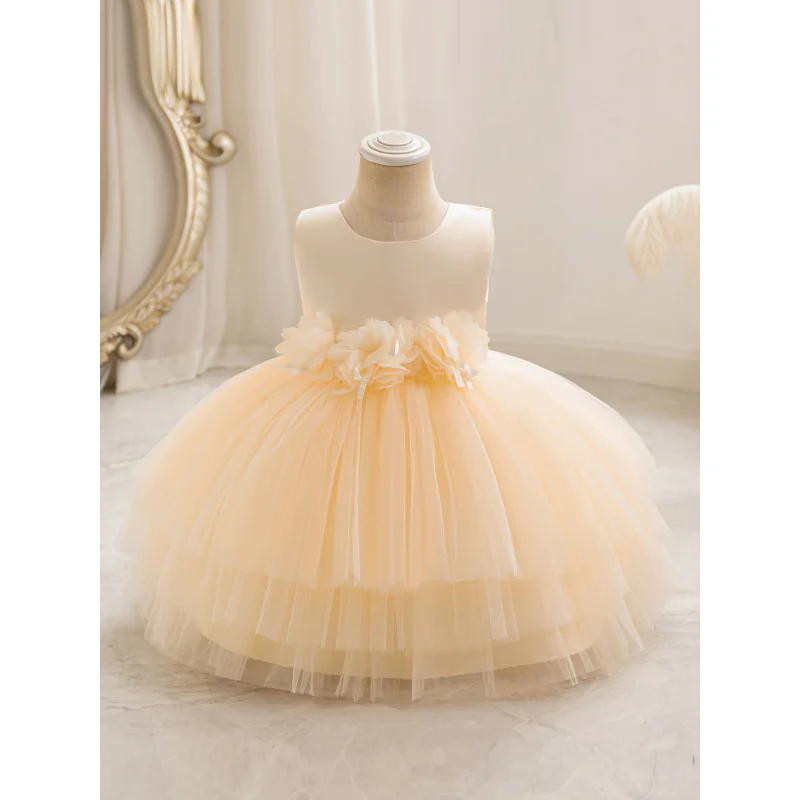 New Foreign Trade Children's Dress Puffy Tulle Mesh Princess Dress Girl Flower Girl Catwalk Host Performance Dress