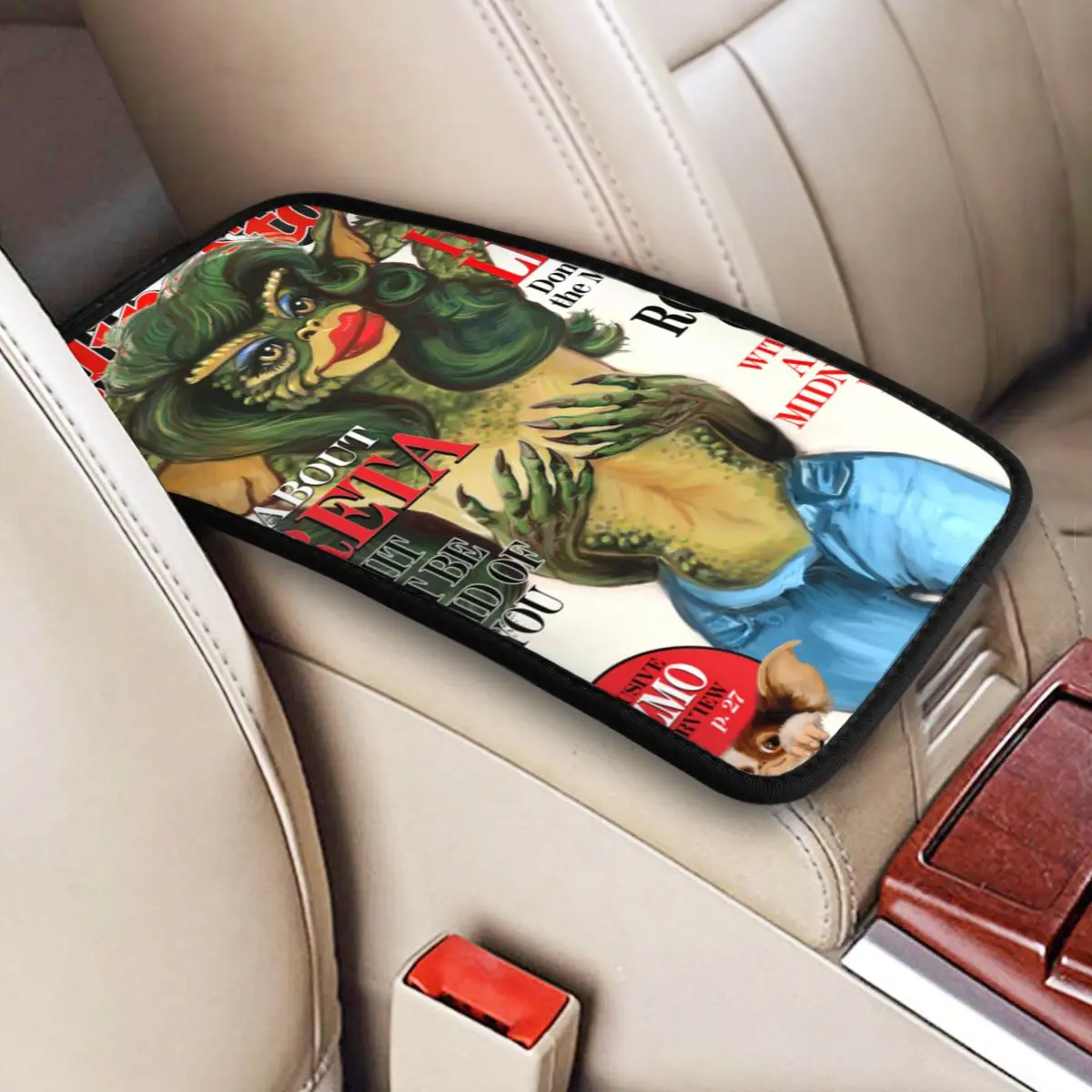 Center Console Cover Pad Greta Gremlin Car Armrest Cover Mat Gremlins Gizmo Monster 80s Horror Movie Storage Box Pad Cushion