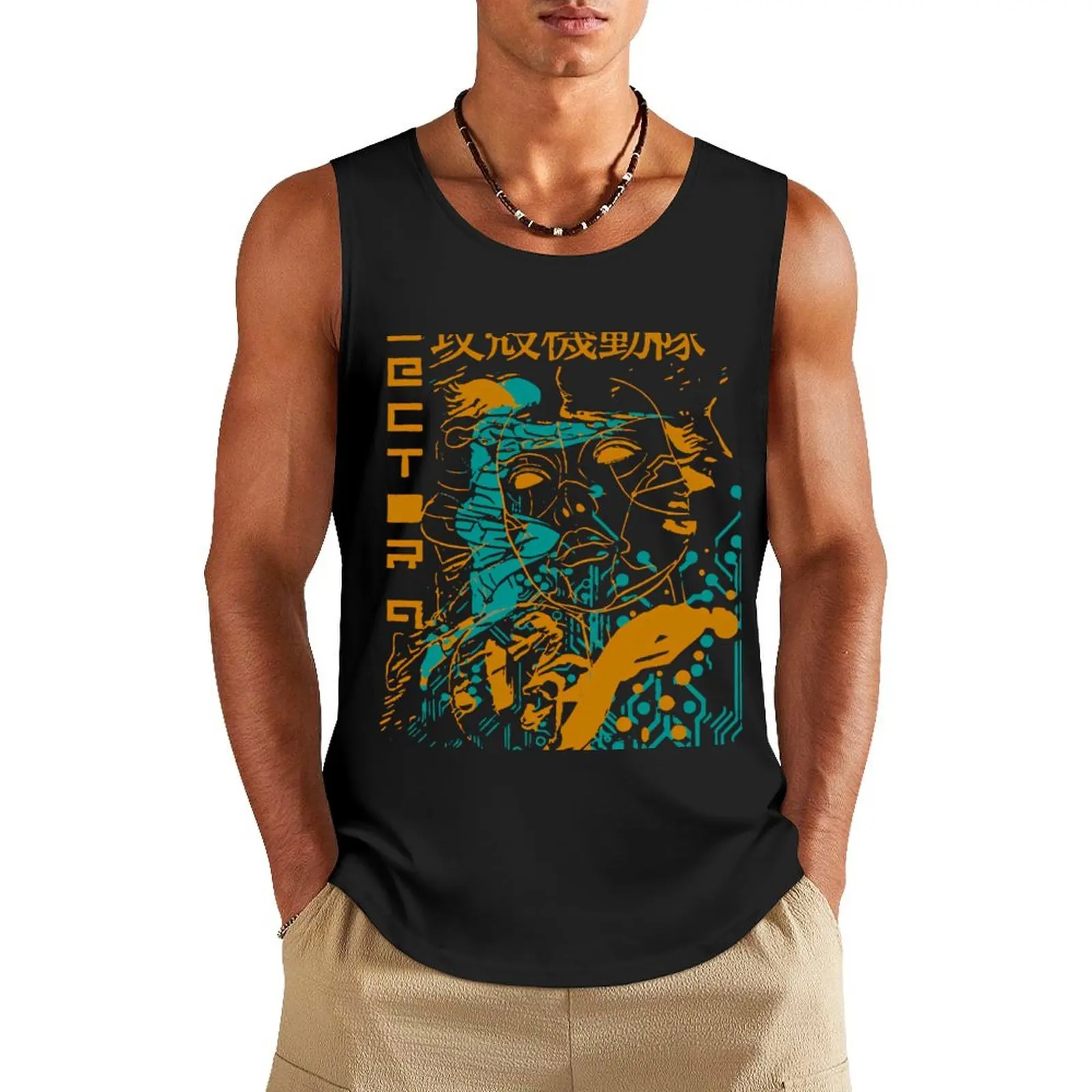 Ghost in the Shell Retro Vintage Tank Top running shirt underwear male top Male vest tops