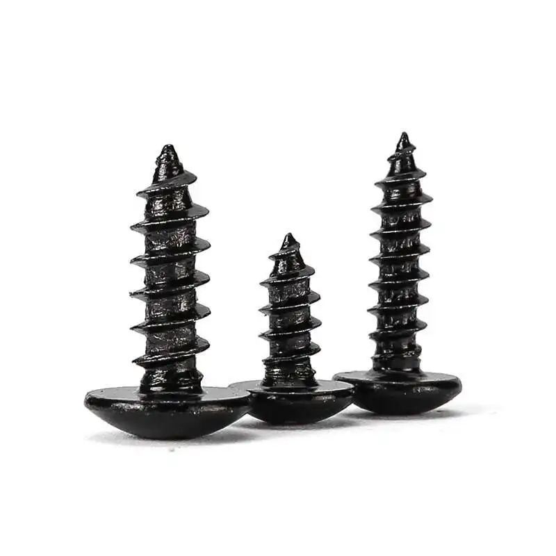 10/50pcs M2.2 M2.9 M3.5 M3.9 M4.2 M4.8 Black 304 Stainless Steel Cross Phillips Large Round Truss Head Self Tapping Wood Screw
