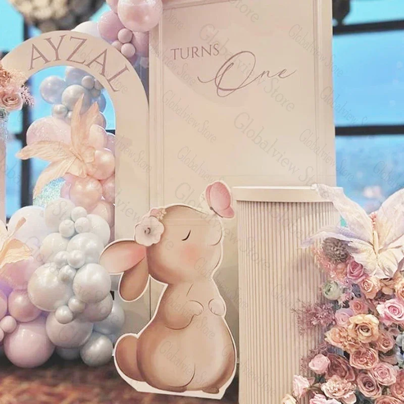 

18/24/36inch Floral Rabbit Cutouts Foam Board Bunny With Flower Cut Out Baby Girl Decorations Birthday Party Backdrop Props