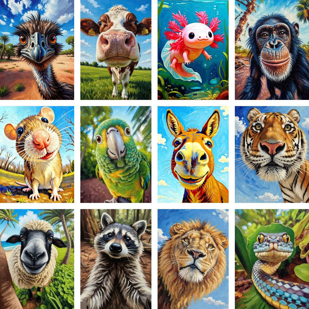 

Funny Animal Portraits 5D Diamond Painting Set , Full Drill DIY Mosaic, Colorful Wildlife Wall Decor & Creative Entertainment