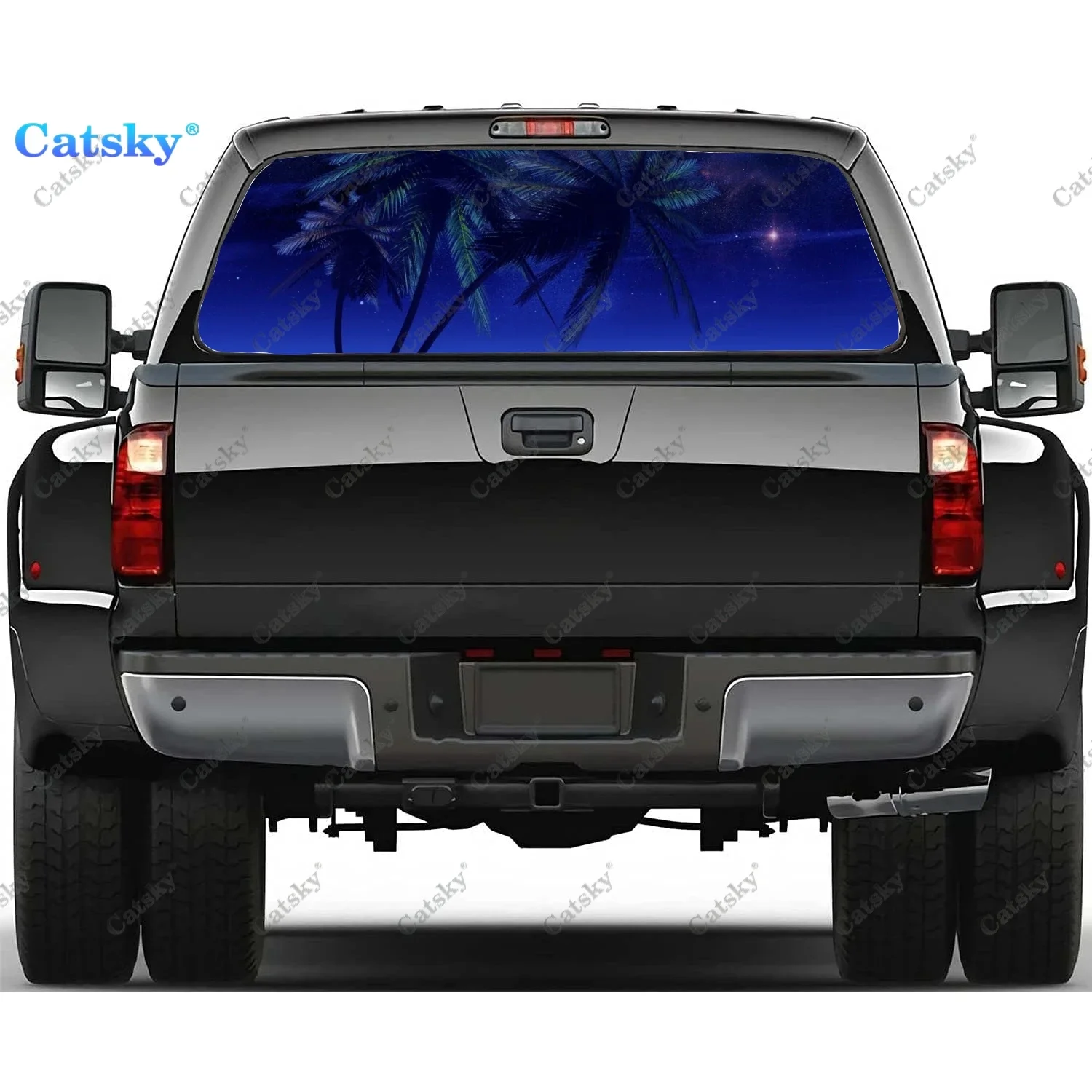 

Artistic Night Rear Window Decals for Truck,Pickup Window Decal,Rear Window Tint Graphic Perforated Vinyl Truck Sticker