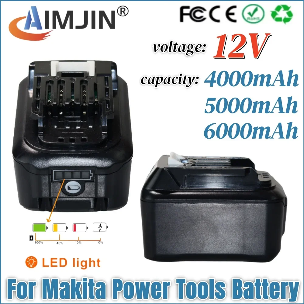 100% Original 12V 4.0/5.0/6.0Ah Rechargeable Battery for Makita BL1040 BL1015 BL1020B BL1016 BL1021 BL1040B Replacement Lithium